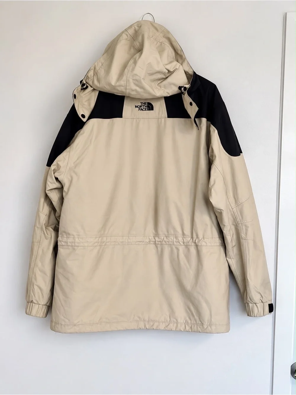 The North Face Beige and Black Hooded Rain Jacket